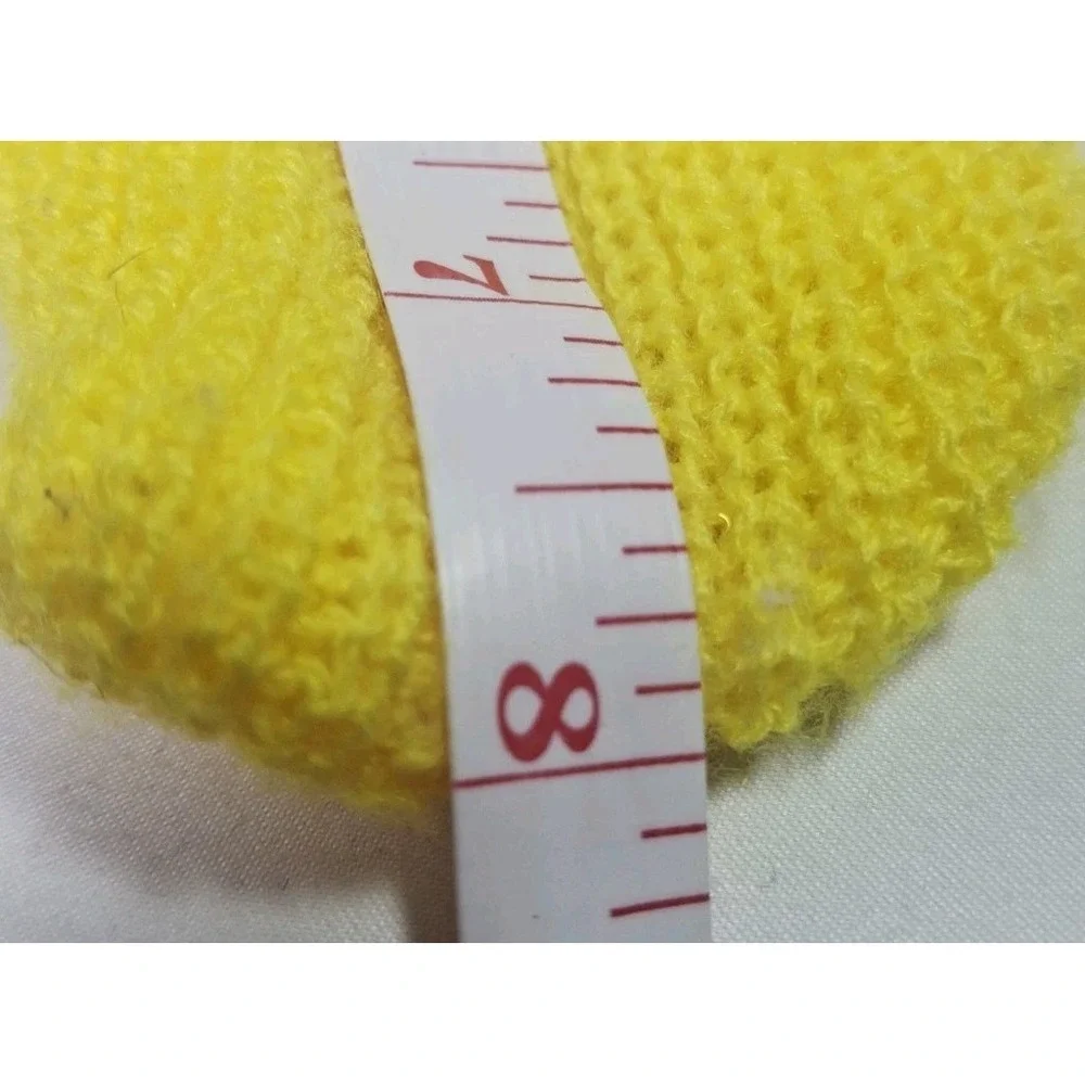 Vintage Hand Knit Doll Outfit Hat Sweater Footed Pants Baby Doll Pink Yellow Pom